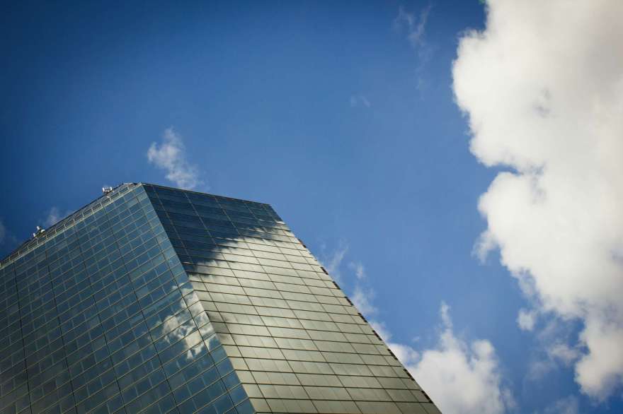 Clouds and Mirrored Building